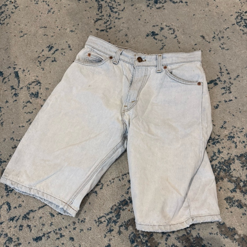 Vintage 80s Levis 550 Shorts Mens 30 Blue Denim Orange Tab Light Wash Jorts